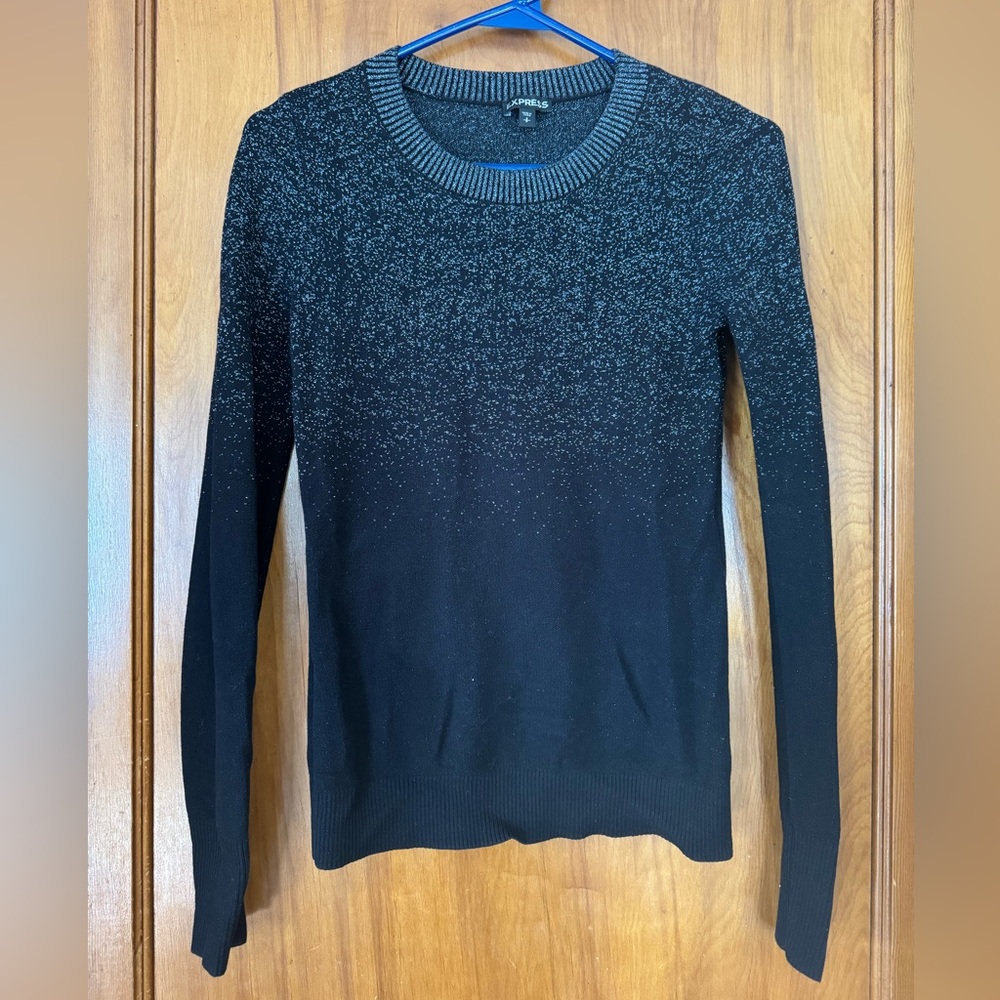 Express Black Shimmer Crewneck Sweater